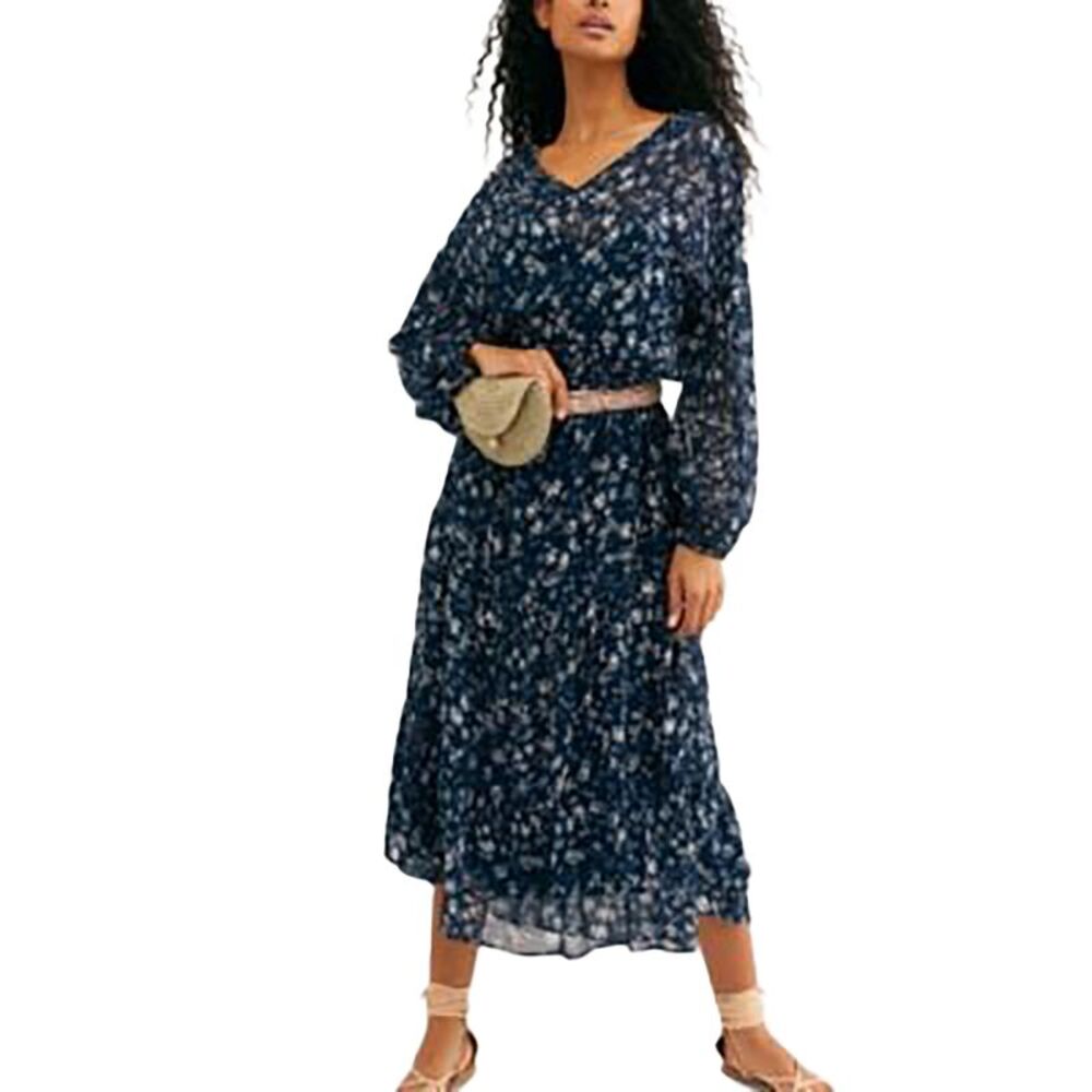Free People Groovy Feeling Floral Maxi/Midi Dress Boho Flowy